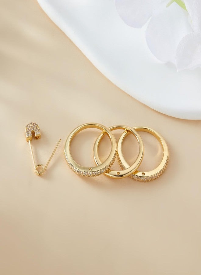 Jacruces Silver Stackable Rings for Women Non Tarnish Ring Set Dainty 14k Gold Plated Cz Cubic Zirconia Wedding Thumb Ring Set Stacking Pack Statement Chunky Band Rings Unique Jewelry Gift - Image 2